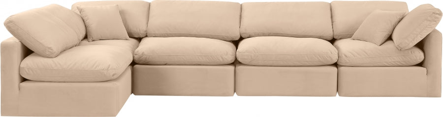 Indulge Velvet Sectional Beige from Meridian - Luna Furniture