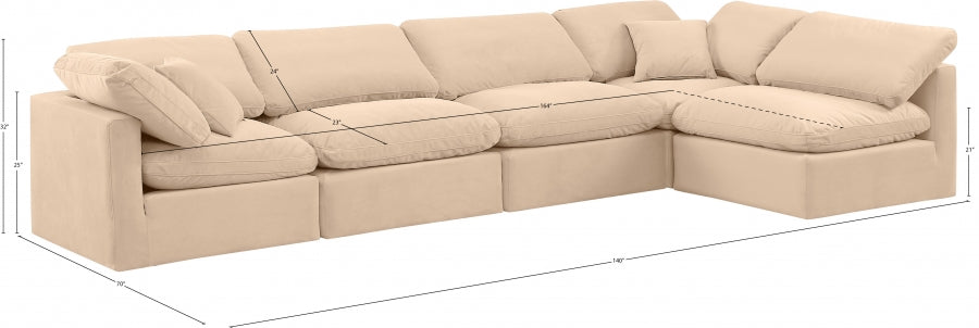 Indulge Velvet Sectional Beige from Meridian - Luna Furniture