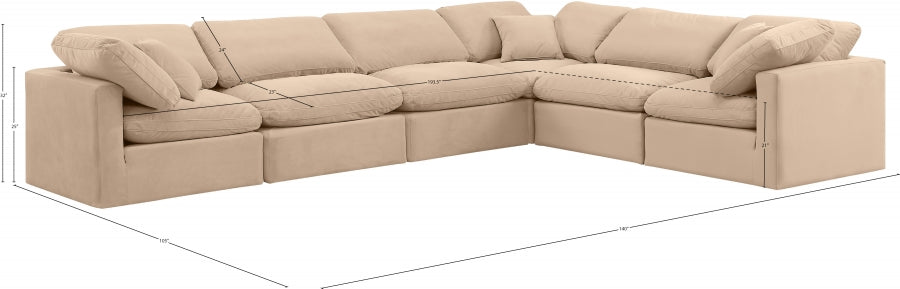 Indulge Velvet Sectional Beige from Meridian - Luna Furniture