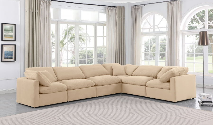 Indulge Velvet Sectional Beige from Meridian - Luna Furniture