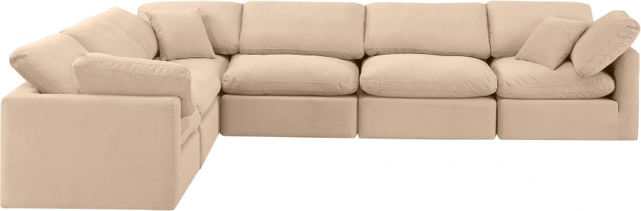 Indulge Velvet Sectional Beige from Meridian - Luna Furniture