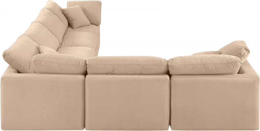 Indulge Velvet Sectional Beige from Meridian - Luna Furniture