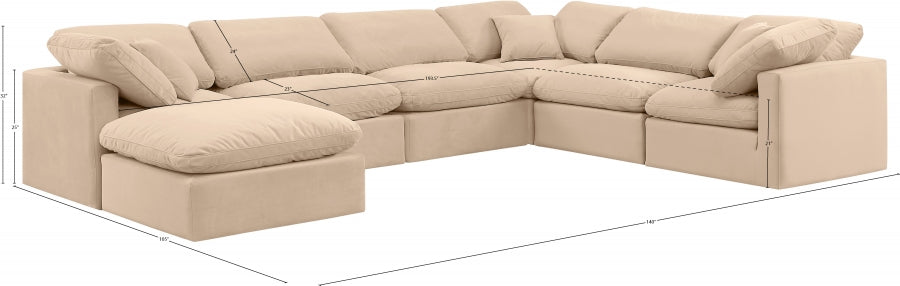 Indulge Velvet Sectional Beige from Meridian - Luna Furniture