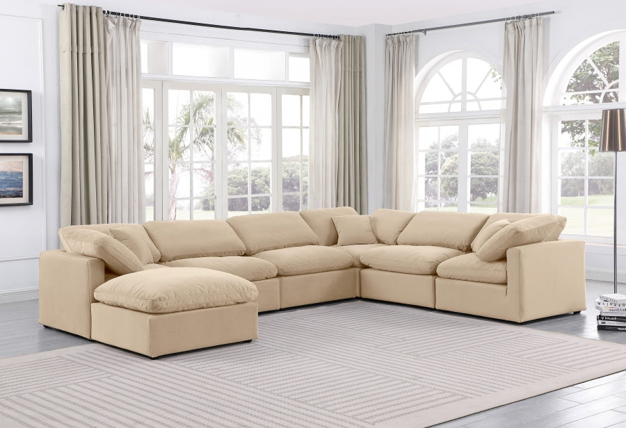 Indulge Velvet Sectional Beige from Meridian - Luna Furniture