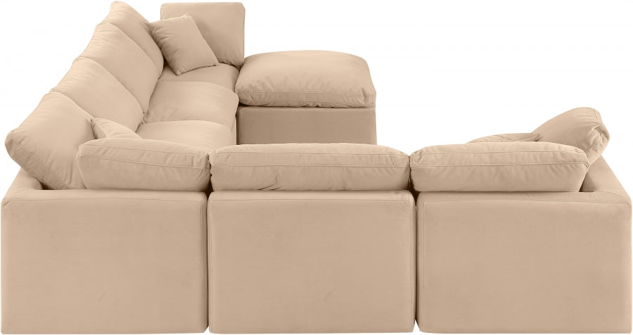 Indulge Velvet Sectional Beige from Meridian - Luna Furniture