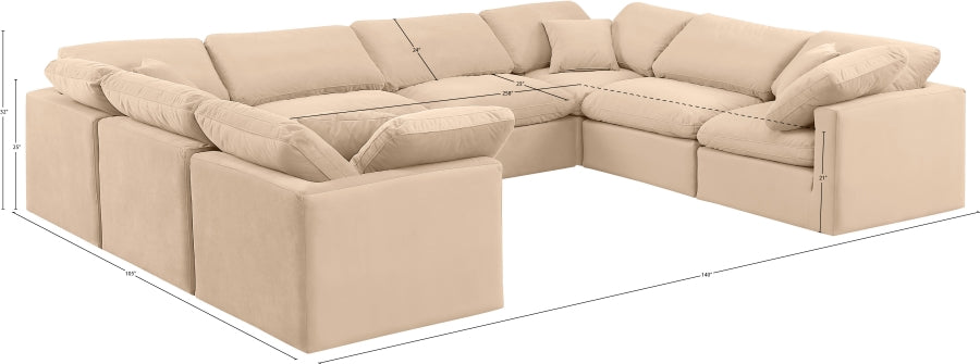 Indulge Velvet Sectional Beige from Meridian - Luna Furniture