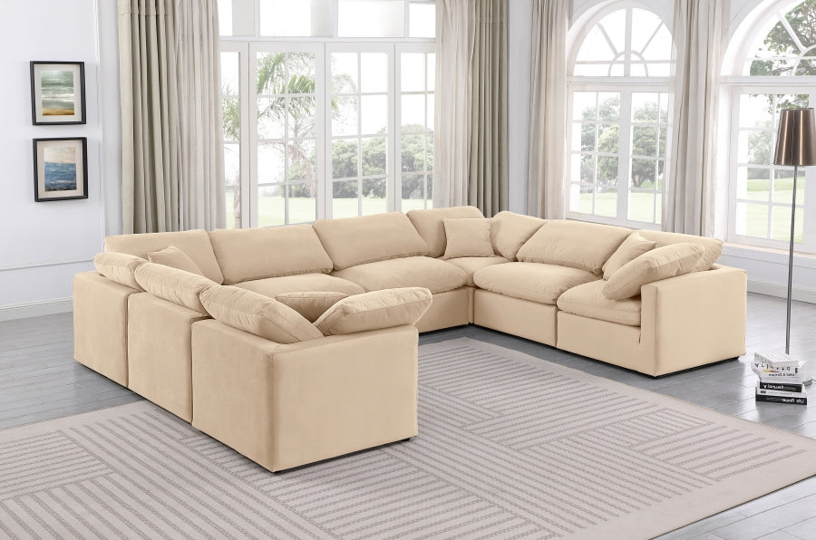 Indulge Velvet Sectional Beige from Meridian - Luna Furniture