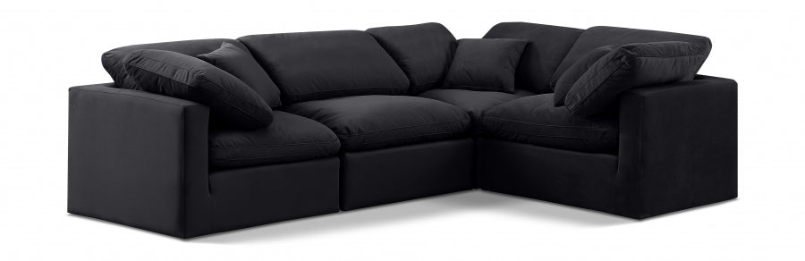 Indulge Velvet Sectional Black from Meridian - Luna Furniture