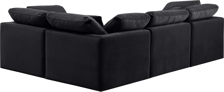 Indulge Velvet Sectional Black from Meridian - Luna Furniture