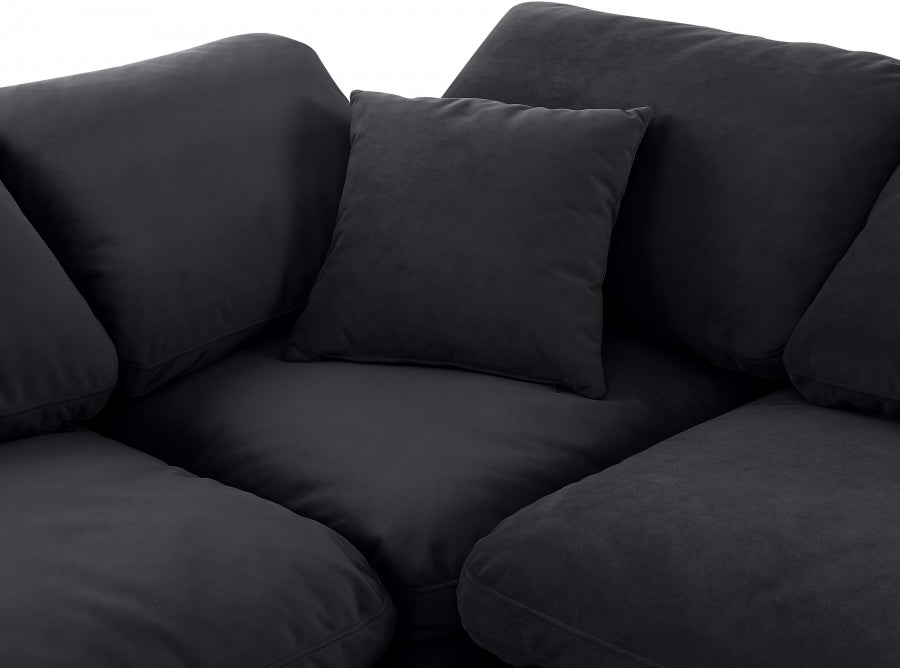 Indulge Velvet Sectional Black from Meridian - Luna Furniture