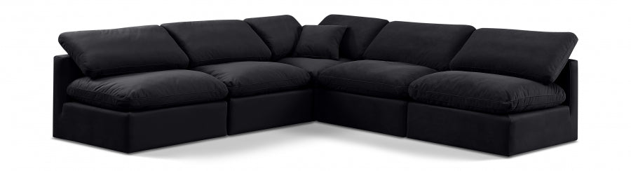 Indulge Velvet Sectional Black from Meridian - Luna Furniture