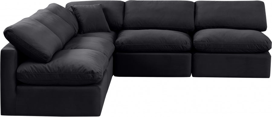 Indulge Velvet Sectional Black from Meridian - Luna Furniture