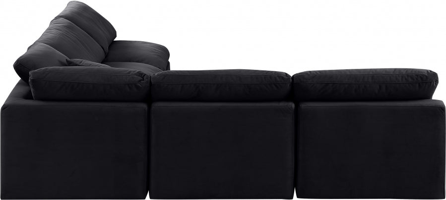 Indulge Velvet Sectional Black from Meridian - Luna Furniture