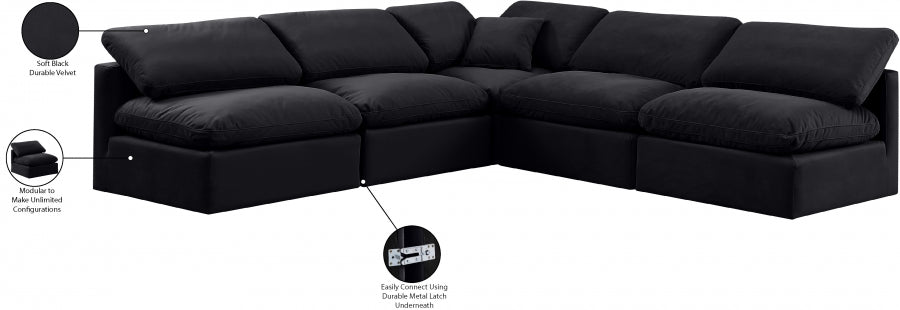 Indulge Velvet Sectional Black from Meridian - Luna Furniture