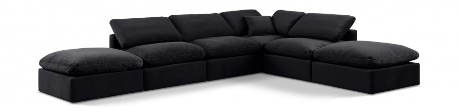 Indulge Velvet Sectional Black from Meridian - Luna Furniture