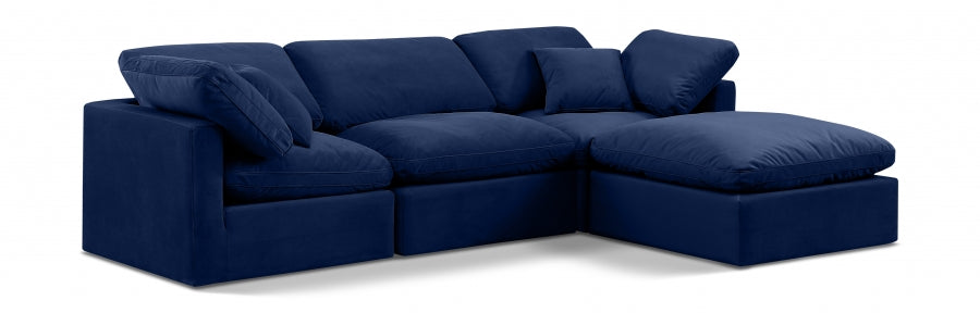 Indulge Velvet Sectional Blue from Meridian - Luna Furniture