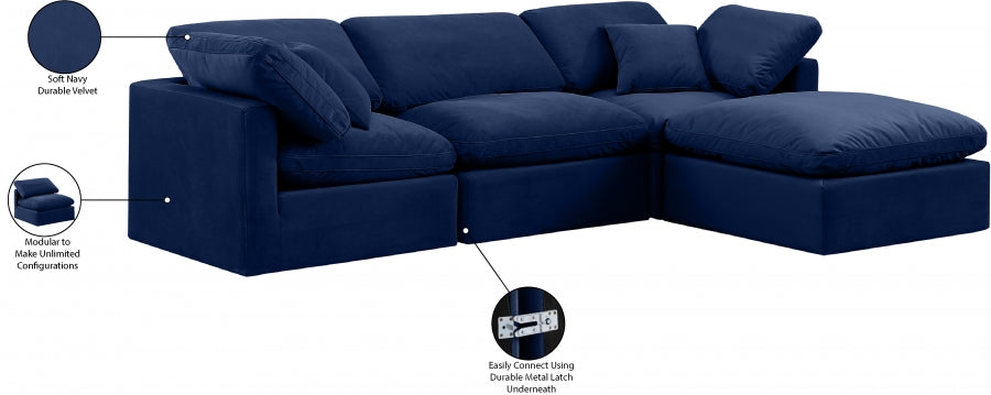 Indulge Velvet Sectional Blue from Meridian - Luna Furniture