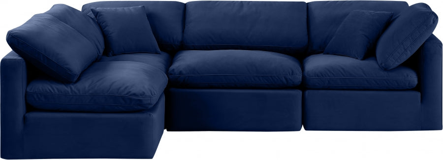 Indulge Velvet Sectional Blue from Meridian - Luna Furniture