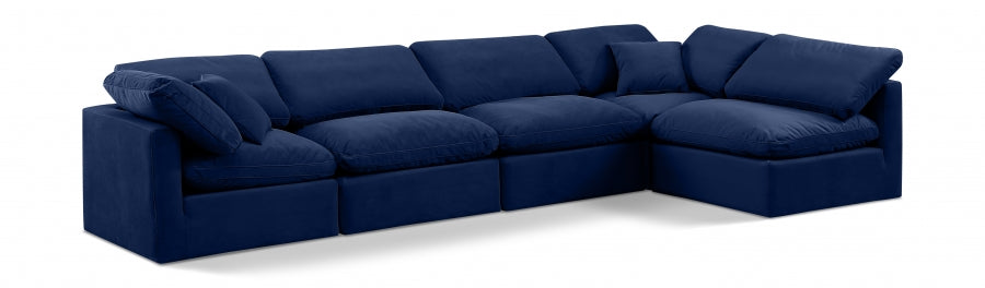 Indulge Velvet Sectional Blue from Meridian - Luna Furniture