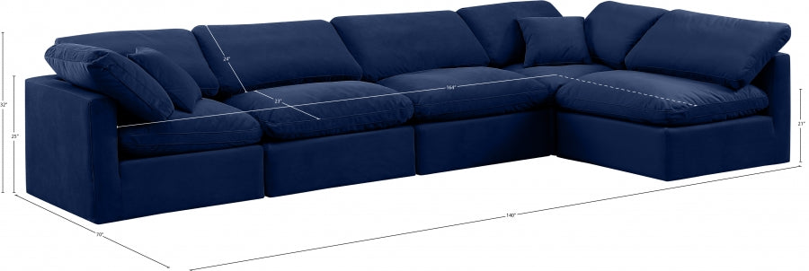 Indulge Velvet Sectional Blue from Meridian - Luna Furniture