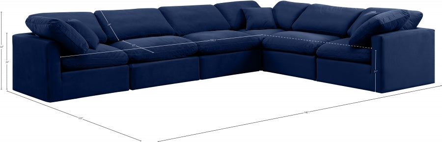 Indulge Velvet Sectional Blue from Meridian - Luna Furniture