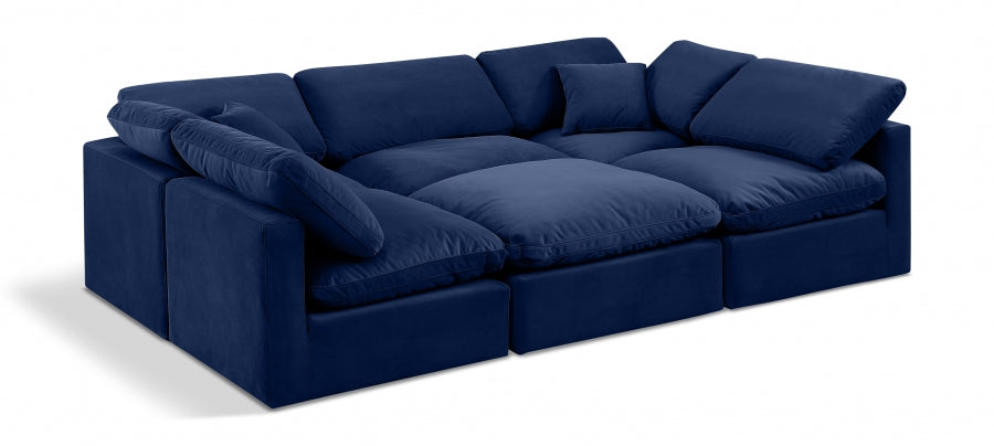 Indulge Velvet Sectional Blue from Meridian - Luna Furniture