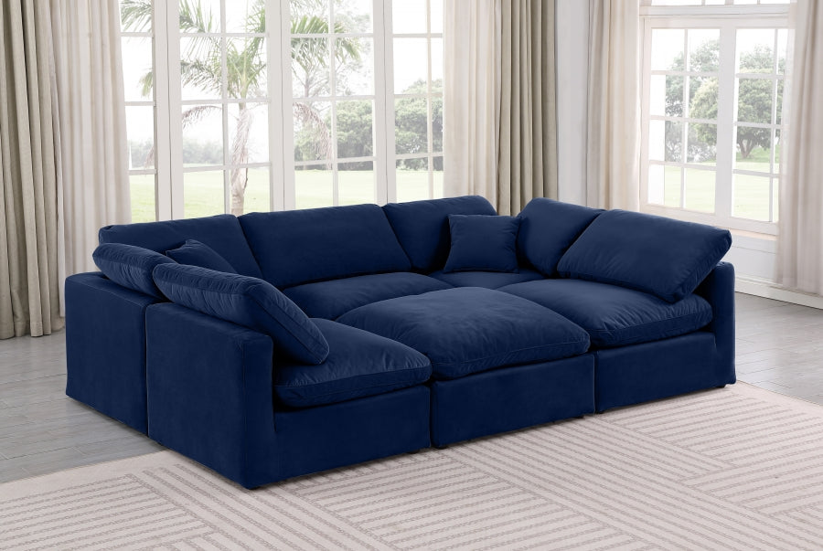 Indulge Velvet Sectional Blue from Meridian - Luna Furniture