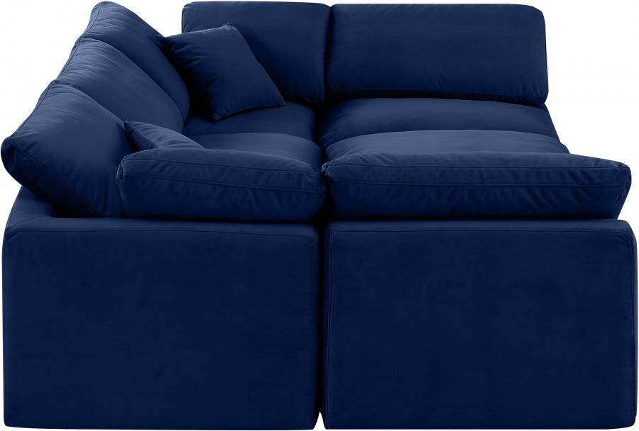 Indulge Velvet Sectional Blue from Meridian - Luna Furniture