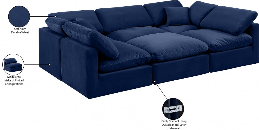 Indulge Velvet Sectional Blue from Meridian - Luna Furniture