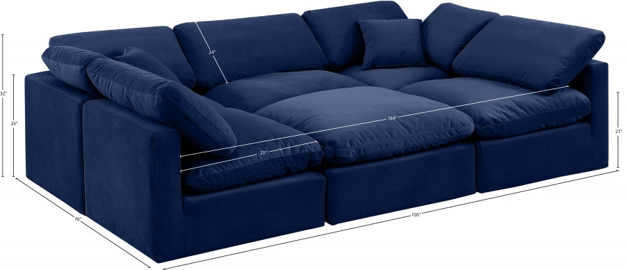 Indulge Velvet Sectional Blue from Meridian - Luna Furniture