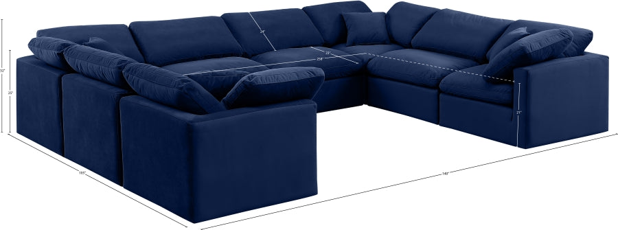 Indulge Velvet Sectional Blue from Meridian - Luna Furniture