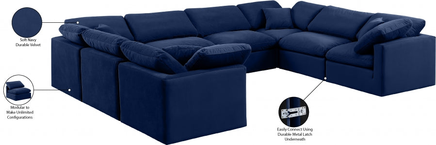 Indulge Velvet Sectional Blue from Meridian - Luna Furniture