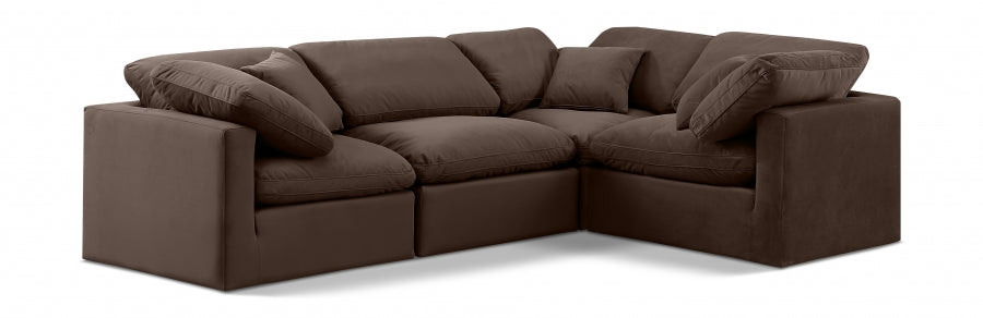 Indulge Velvet Sectional Brown from Meridian - Luna Furniture