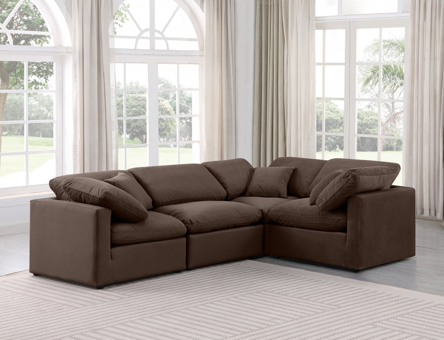 Indulge Velvet Sectional Brown from Meridian - Luna Furniture