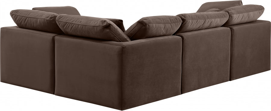 Indulge Velvet Sectional Brown from Meridian - Luna Furniture