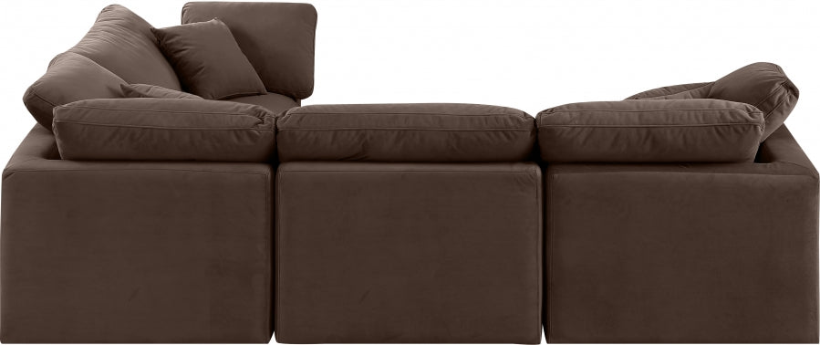 Indulge Velvet Sectional Brown from Meridian - Luna Furniture