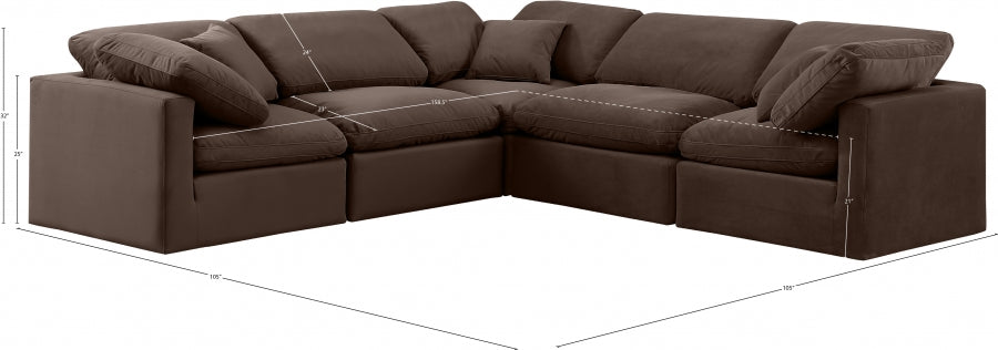 Indulge Velvet Sectional Brown from Meridian - Luna Furniture