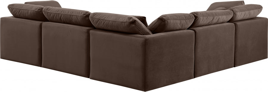 Indulge Velvet Sectional Brown from Meridian - Luna Furniture