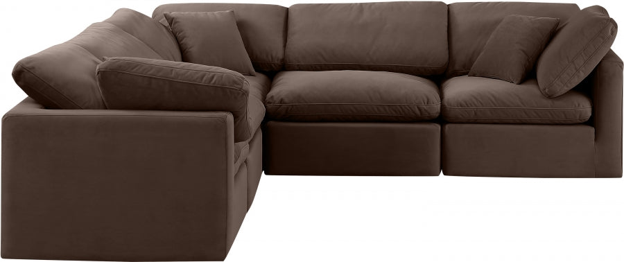 Indulge Velvet Sectional Brown from Meridian - Luna Furniture