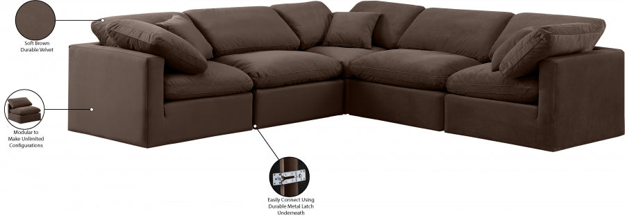 Indulge Velvet Sectional Brown from Meridian - Luna Furniture