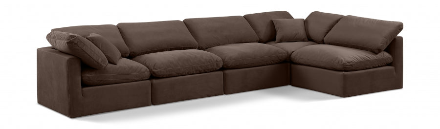 Indulge Velvet Sectional Brown from Meridian - Luna Furniture