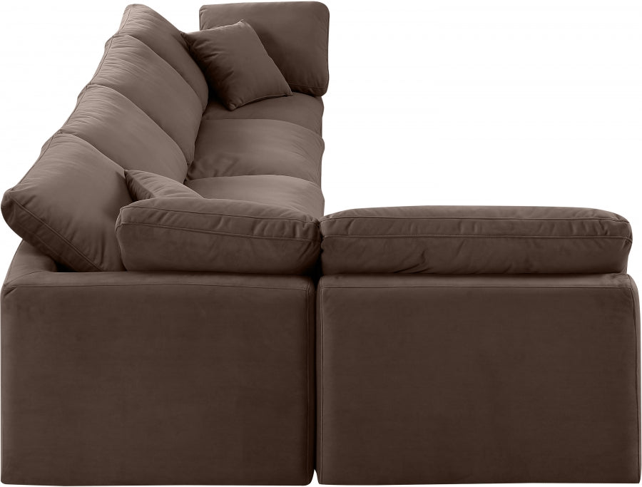 Indulge Velvet Sectional Brown from Meridian - Luna Furniture