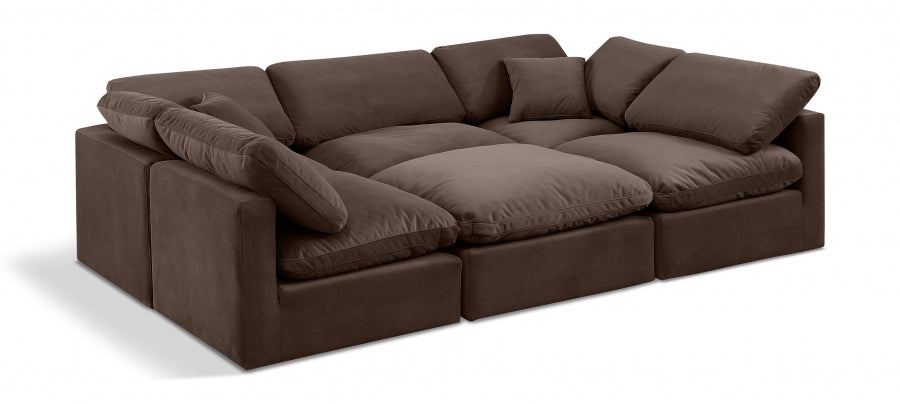 Indulge Velvet Sectional Brown from Meridian - Luna Furniture