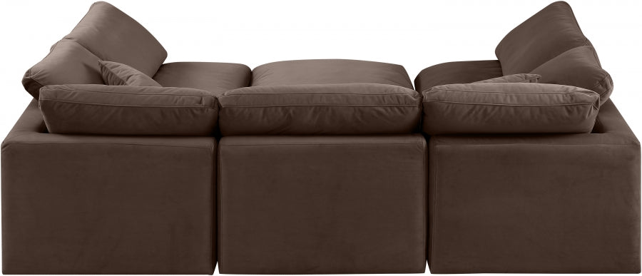 Indulge Velvet Sectional Brown from Meridian - Luna Furniture