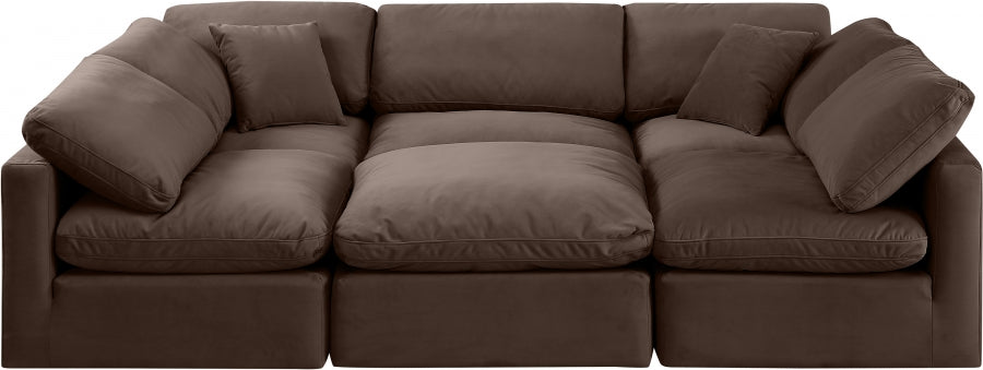 Indulge Velvet Sectional Brown from Meridian - Luna Furniture