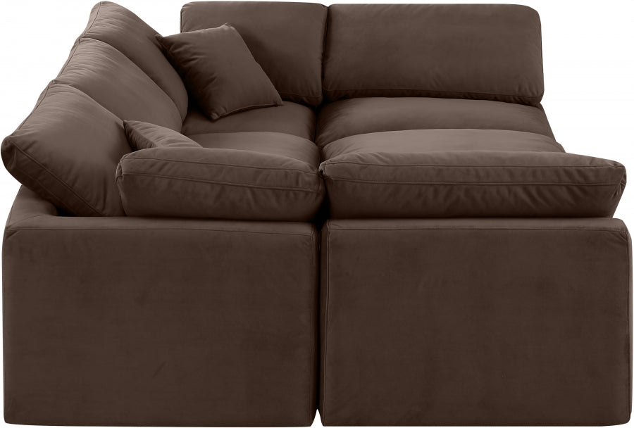 Indulge Velvet Sectional Brown from Meridian - Luna Furniture