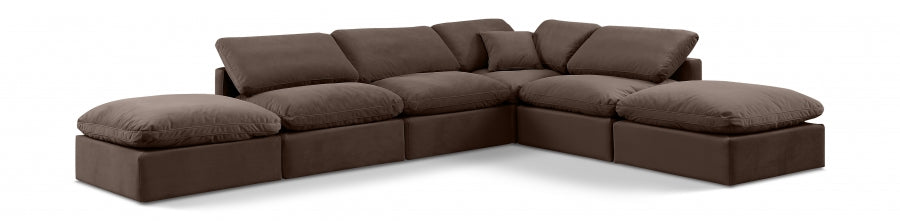 Indulge Velvet Sectional Brown from Meridian - Luna Furniture