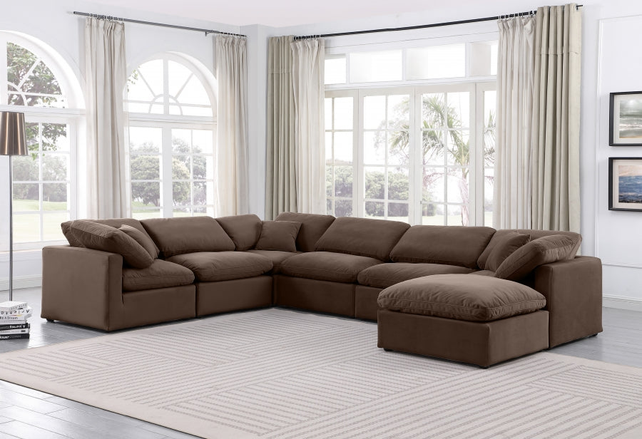 Indulge Velvet Sectional Brown from Meridian - Luna Furniture