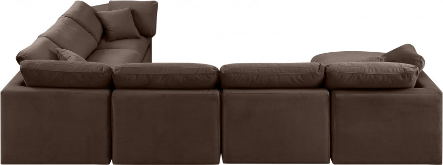 Indulge Velvet Sectional Brown from Meridian - Luna Furniture