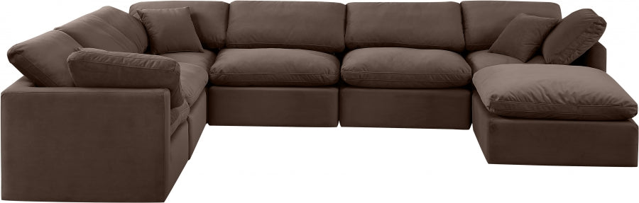 Indulge Velvet Sectional Brown from Meridian - Luna Furniture